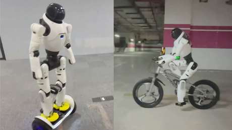 VIDEO: Innovador robot chino monta en bici y en ‘segway’